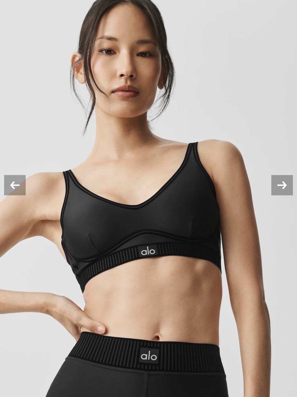 ALO Yoga Black Seamless Ribbed Underband Sports Bralette